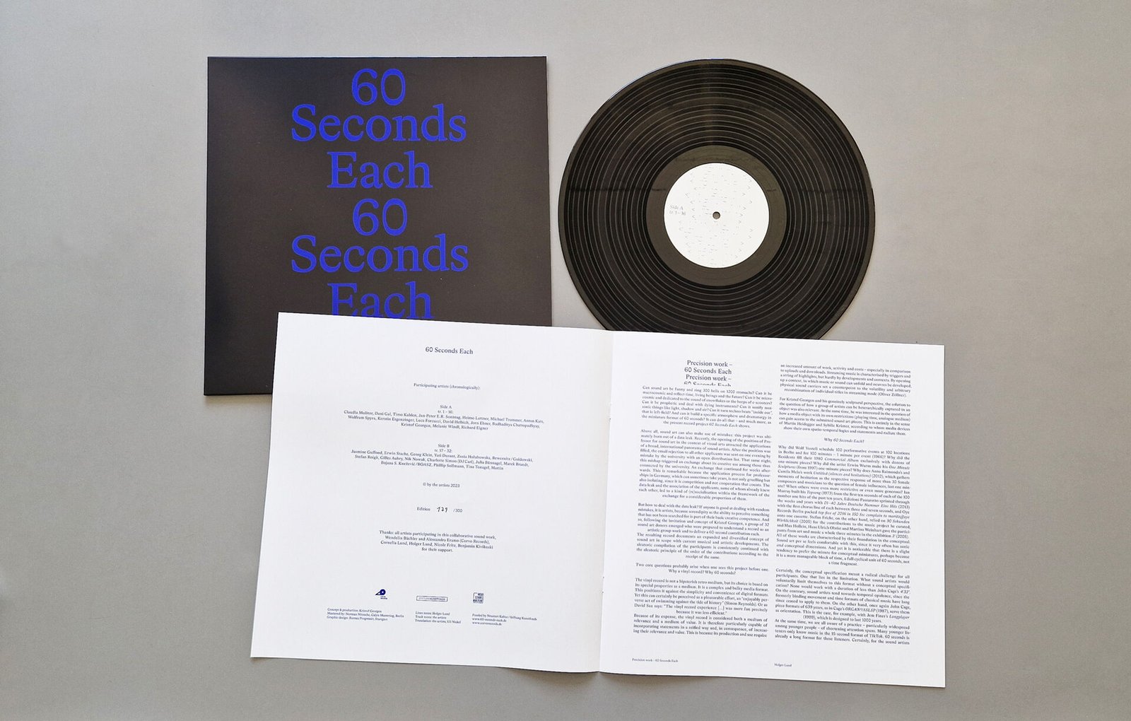 60 SECONDS EACH, Vinyl-Release 2023 by Kristof Georgen with a contribution by Phillip Sollmann